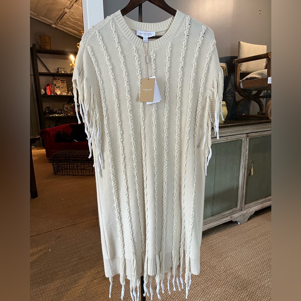 MICHAEL KORS | Ecru Dress with Fringe Yarn